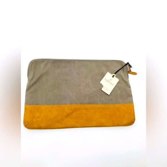 Hearth and Hand with Magnolia Canvas and Leather laptop case 16” X 11” - Picture 1 of 6